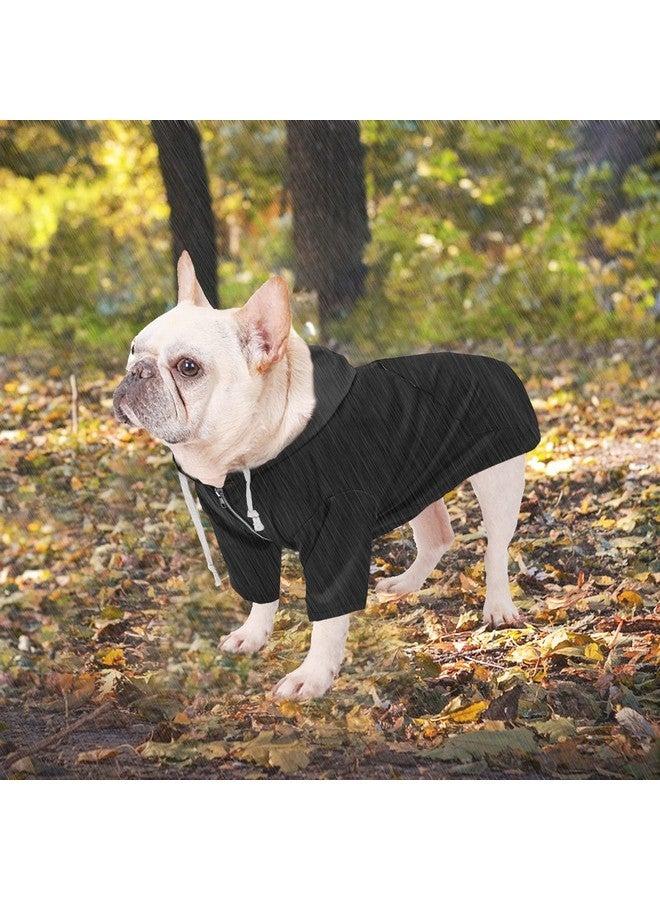 Morezi Dog Raincoat Puppy Rain Jacket With Hood For Small Medium Breeds With Reflective Strap Storage Pocket Harness Hole Black S - Image 2