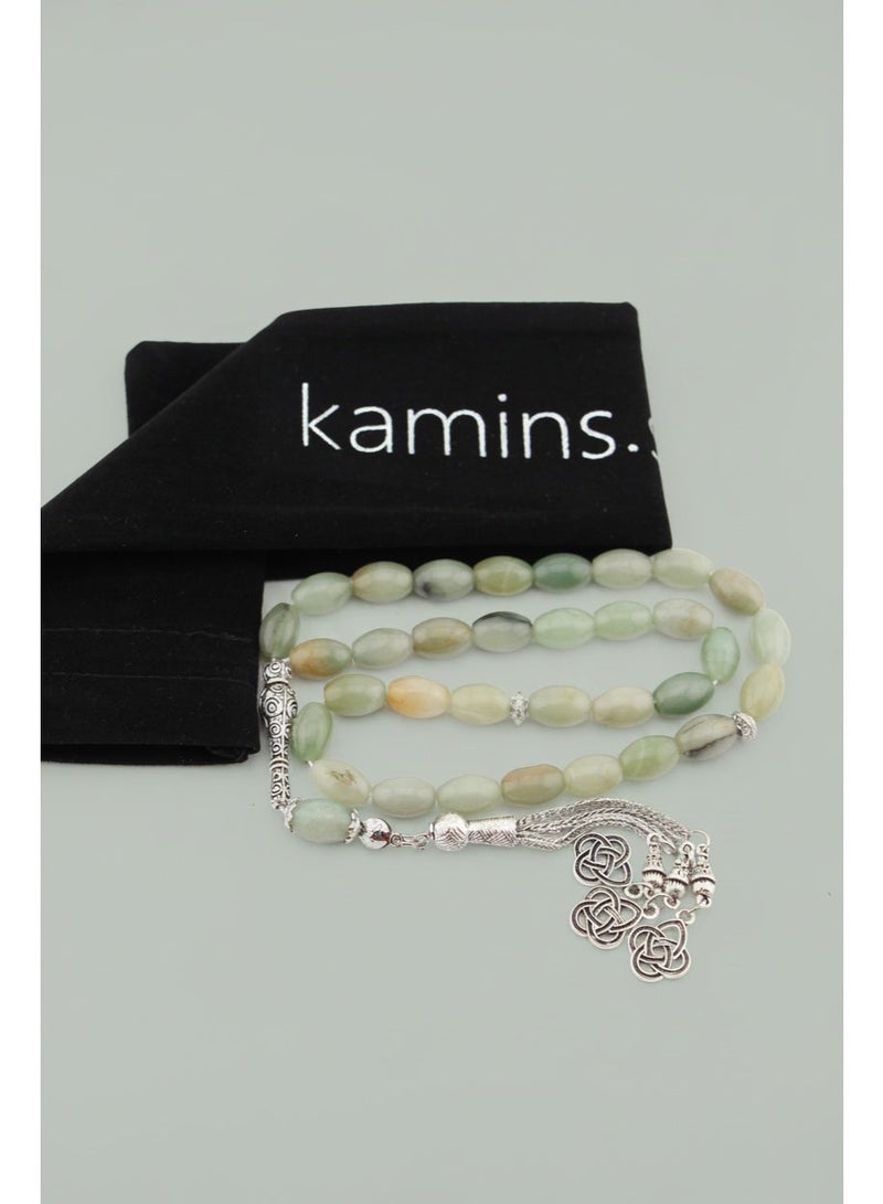 Kamins Collection Oval Light Green, Agate , Prayer Bead - Image 1