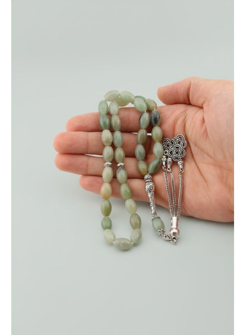 Kamins Collection Oval Light Green, Agate , Prayer Bead - Image 3