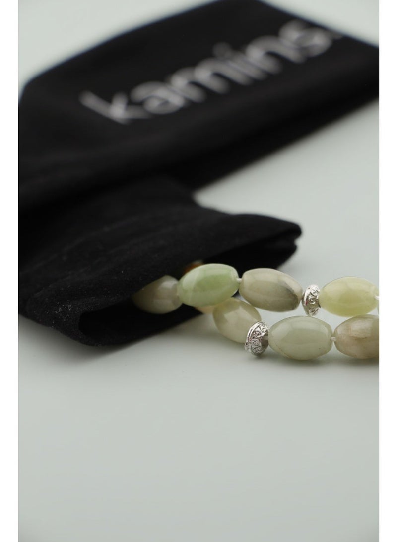 Kamins Collection Oval Light Green, Agate , Prayer Bead - Image 2
