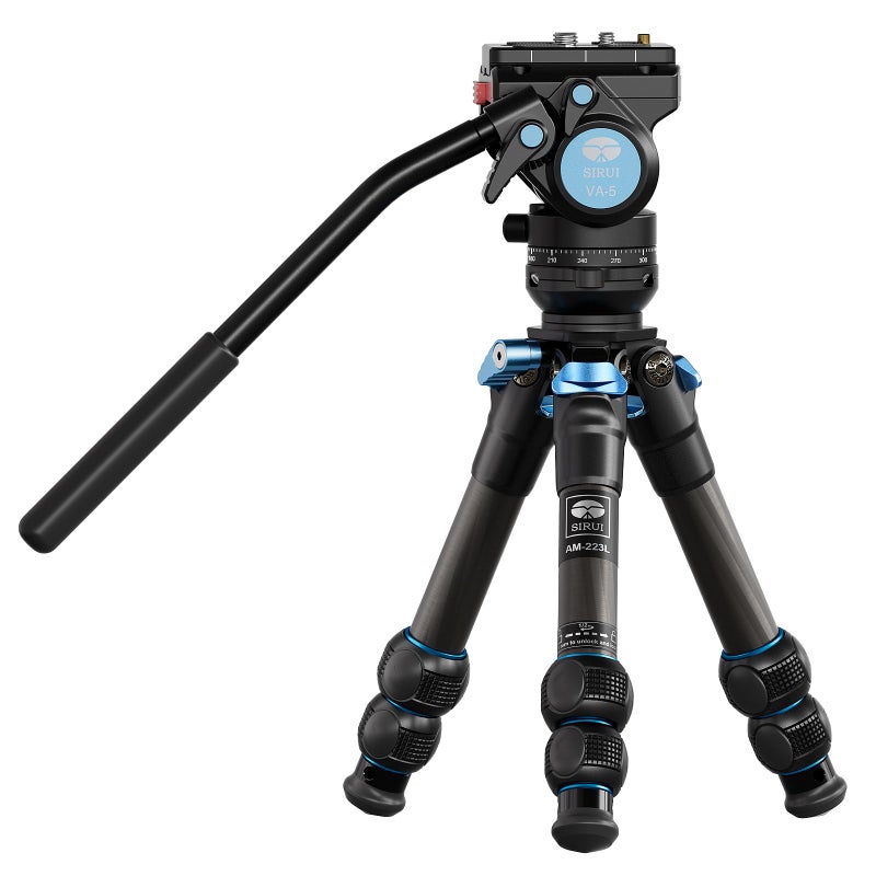SIRUI AM223L Mini Video Tripod with VA5 Fluid Head Carbon Fiber Travel Tripod with Leveling Base for DSLR Camera Video Camcorder Max Height 175 Load up to 66lbs - Image 2