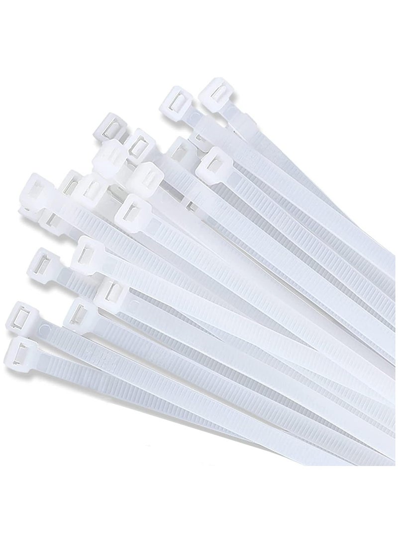 MNODWLOF Zip Ties 100 pcs 8 inch Cable Zip Ties, Premium Plastic Wire Ties with 30 LBS Tensile Strength, UV Resistant Cable Ties, Self-Locking White Nylon... - Image 1