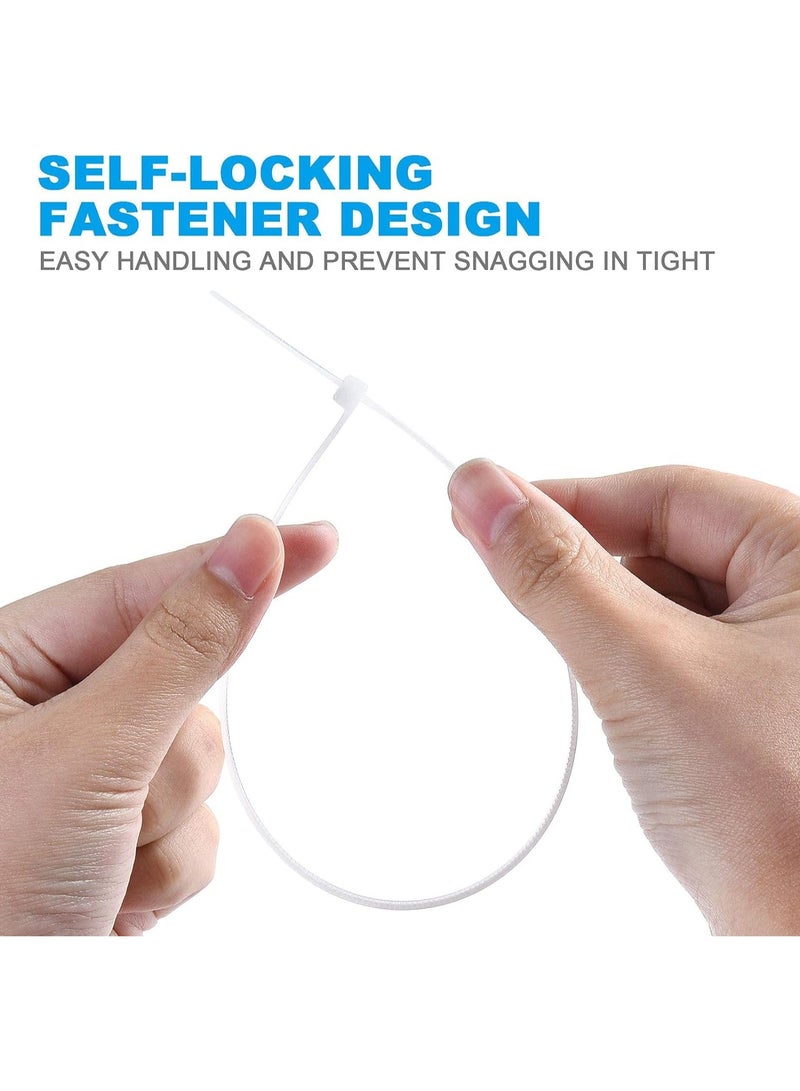 MNODWLOF Zip Ties 100 pcs 8 inch Cable Zip Ties, Premium Plastic Wire Ties with 30 LBS Tensile Strength, UV Resistant Cable Ties, Self-Locking White Nylon... - Image 4