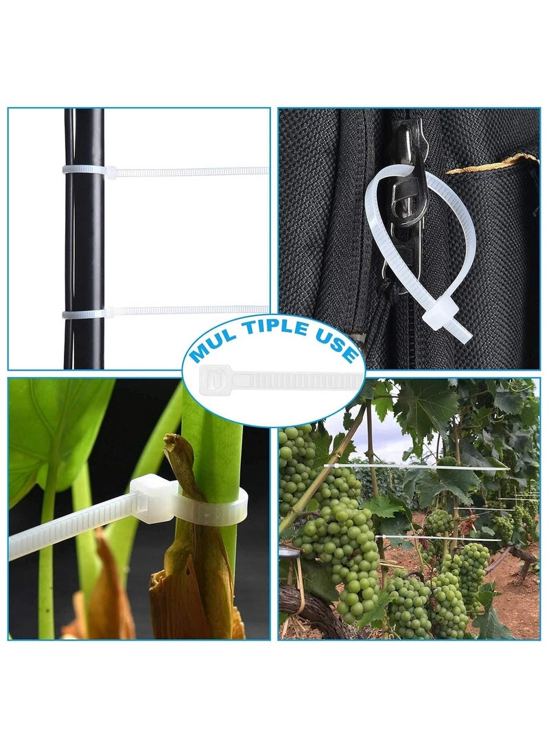 MNODWLOF Zip Ties 100 pcs 8 inch Cable Zip Ties, Premium Plastic Wire Ties with 30 LBS Tensile Strength, UV Resistant Cable Ties, Self-Locking White Nylon... - Image 2