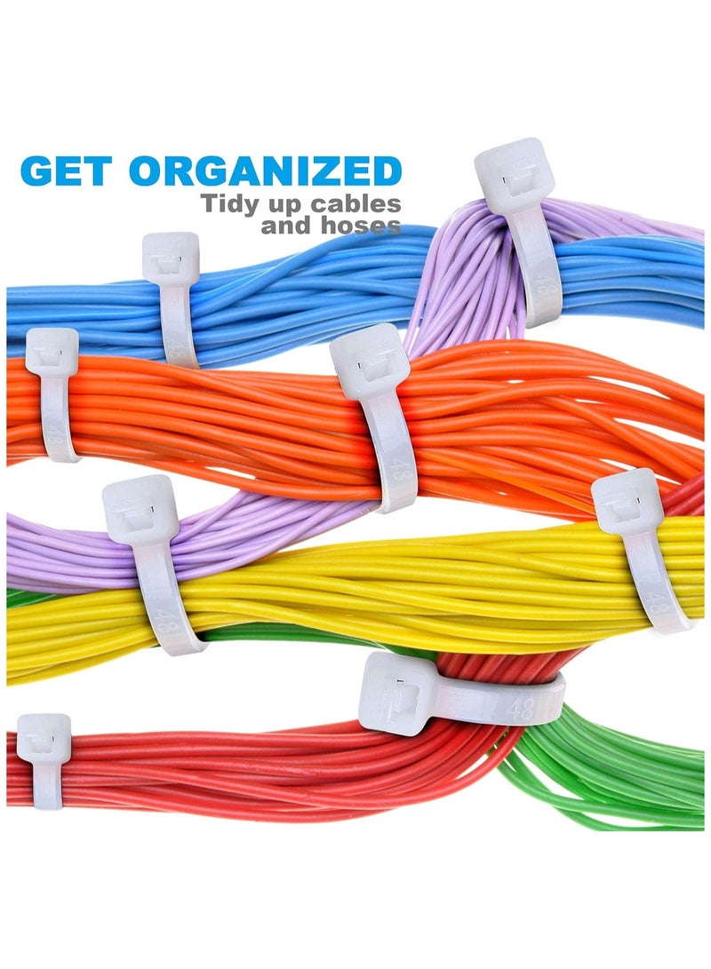 MNODWLOF Zip Ties 100 pcs 8 inch Cable Zip Ties, Premium Plastic Wire Ties with 30 LBS Tensile Strength, UV Resistant Cable Ties, Self-Locking White Nylon... - Image 3