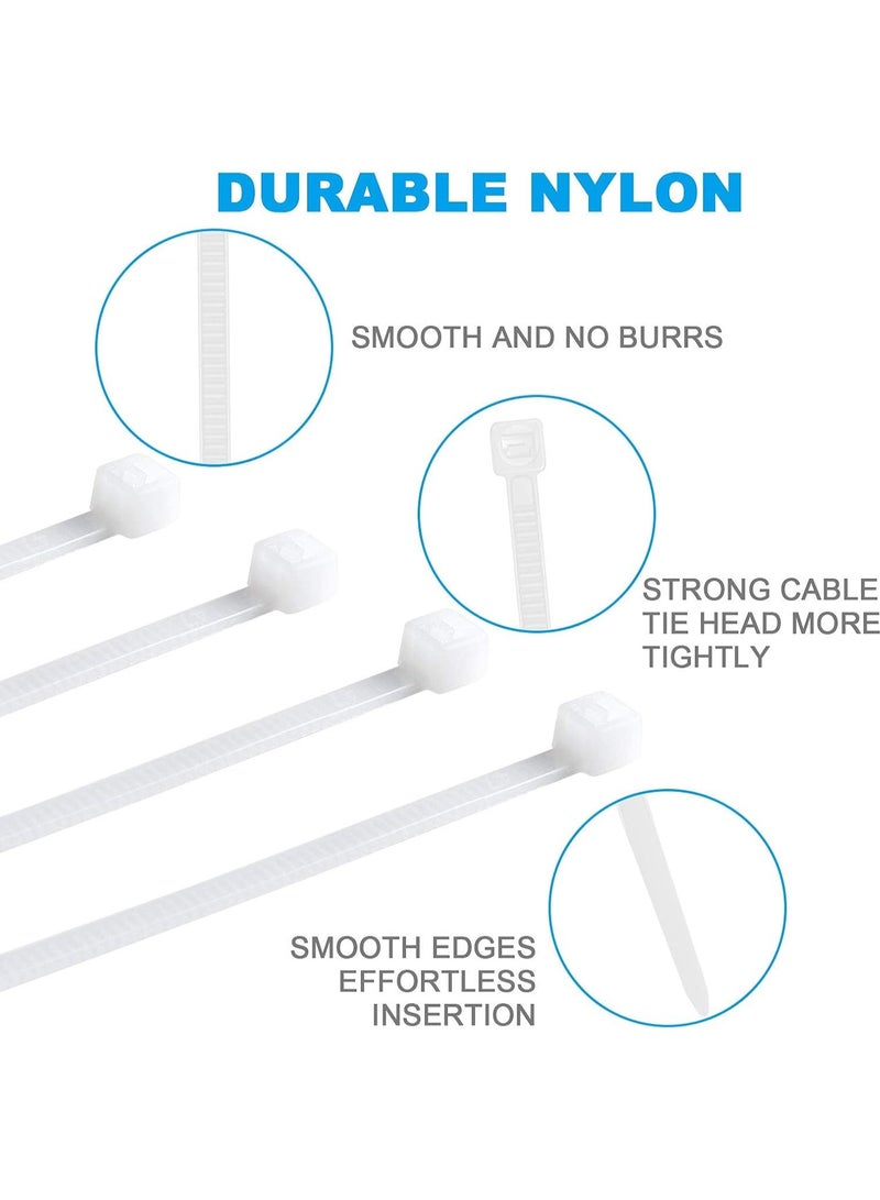 MNODWLOF Zip Ties 100 pcs 8 inch Cable Zip Ties, Premium Plastic Wire Ties with 30 LBS Tensile Strength, UV Resistant Cable Ties, Self-Locking White Nylon... - Image 5