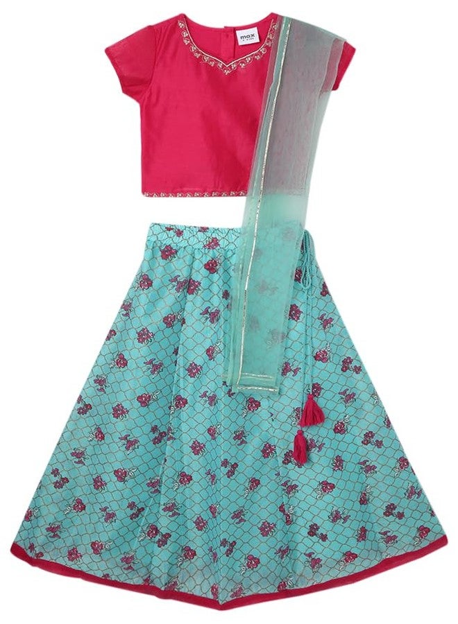 Max طقم ليهينغا تشولي للبنات من بوليستر ماكس (W22CLH04_RED_2-3Y) - Image 1