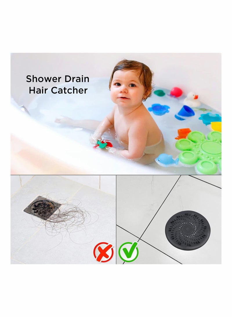 Shower Drain Hair Catcher, Cover Filter with Suction Cups, TPR Drains Protector Sewer Filter, Strainer for Bathroom and Kitchen - Image 2