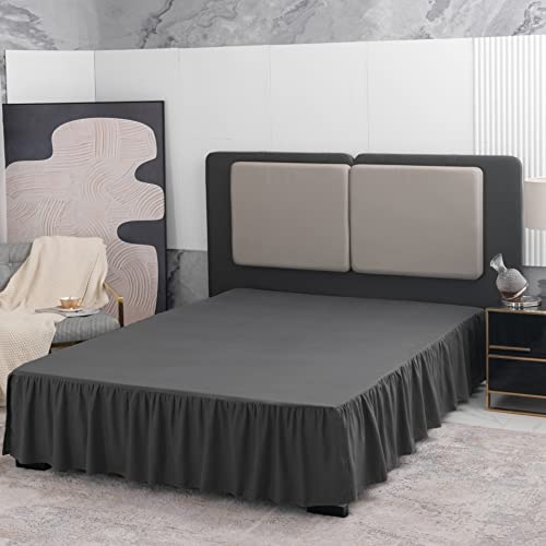 TSUTOMI Black Bed Skirt Full Size Ruffled Bed Skirt with Split Corners, Full Bed Skirt 14 Inch Drop, Full Size Bed Skirt Black for Ruffled Bed Skirt with Split Corners, Bed Skirt Full Size - Image 3