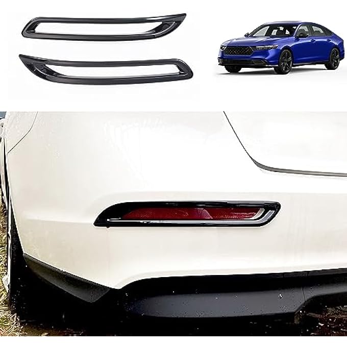 ريحني ملحقات السيارة المتوافقة مع هوندا أكورد 2023 2024 غطاء مصباح الضباب الخلفي وحافة واقية خارجية من التشكيل ABS 2 قطعتين بأسلوب أسود لامع - Image 1