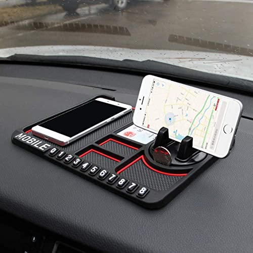 VEROX Multipurpose Anti-Slip Car Phone Holder Dashboard Mat and Phone Holder Mount | Non-Slip Silicone Mat for Car Interior Dashboard Accessories- Black - Image 1