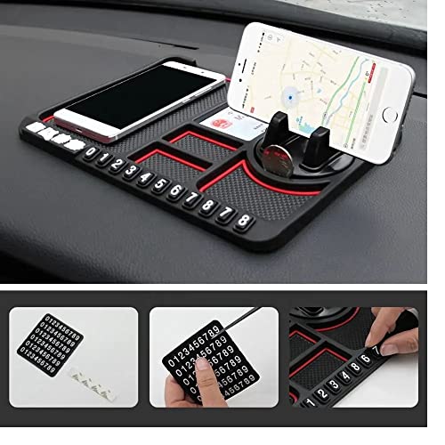 VEROX Multipurpose Anti-Slip Car Phone Holder Dashboard Mat and Phone Holder Mount | Non-Slip Silicone Mat for Car Interior Dashboard Accessories- Black - Image 3
