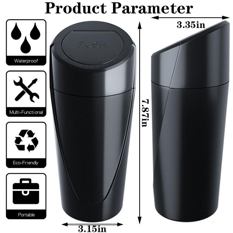 SGLRT Car Trash Can Bin with Lid - Car Garbage Can Cup Holder - Black Mini Leakproof Vehicle Trash Garbage Can Bin with 20pcs Trash Bags-Car Organizers and Storage for Front Back Seat Accessories - Image 4