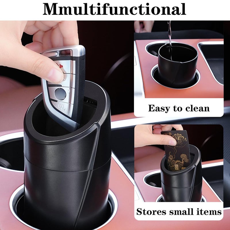 SGLRT Car Trash Can Bin with Lid - Car Garbage Can Cup Holder - Black Mini Leakproof Vehicle Trash Garbage Can Bin with 20pcs Trash Bags-Car Organizers and Storage for Front Back Seat Accessories - Image 5