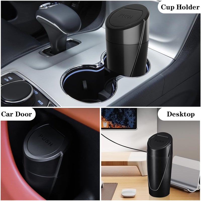 SGLRT Car Trash Can Bin with Lid - Car Garbage Can Cup Holder - Black Mini Leakproof Vehicle Trash Garbage Can Bin with 20pcs Trash Bags-Car Organizers and Storage for Front Back Seat Accessories - Image 3