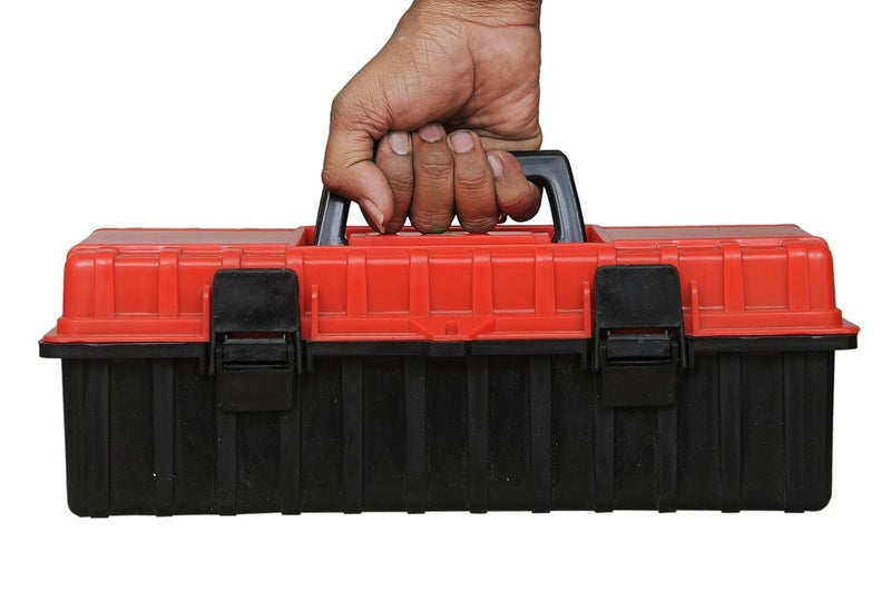 LEPOSE Plastic Empty Big Size Rectangular Tool Box with Organizer For Home Use (Orange and Black, Large) - Image 2