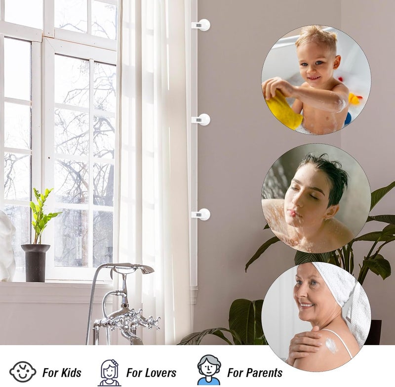 Aster 6Pcs Shower Curtain Clips with Suction Cup, Multiple Purpose Round Suction Cup Bathroom Clips with Water Guard, Windproof Splash Guard, Shower Curtain Holders for Inside Shower - Image 2