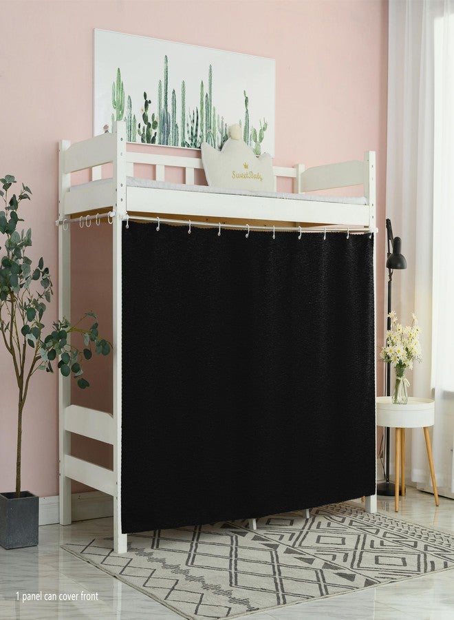 Teanea Solid Bottom Bunk Bed Blackout Curtains Privacy Cloth Single Size Twin Size for Men Women Collage Students, Black - Image 4