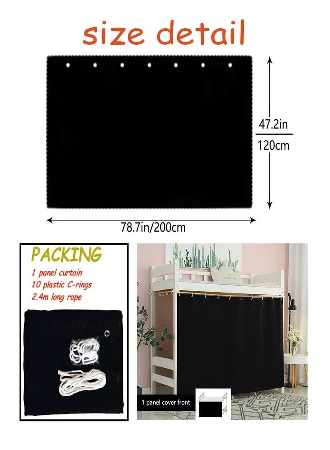 Teanea Solid Bottom Bunk Bed Blackout Curtains Privacy Cloth Single Size Twin Size for Men Women Collage Students, Black - Image 2