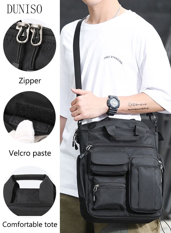 DUNISO Mens Crossbody Bag Shoulder Bag Business Bag with Adjustable Strap and Top Handle Multi-layer Functional New Trends Fashion Handbag for Shopping Travelling - Image 1
