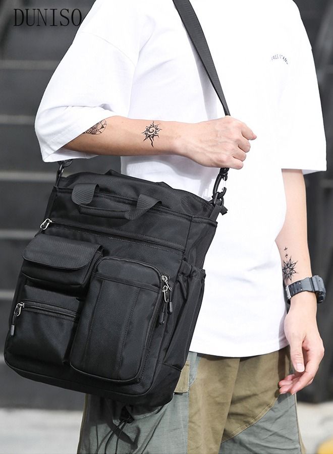 DUNISO Mens Crossbody Bag Shoulder Bag Business Bag with Adjustable Strap and Top Handle Multi-layer Functional New Trends Fashion Handbag for Shopping Travelling - Image 2