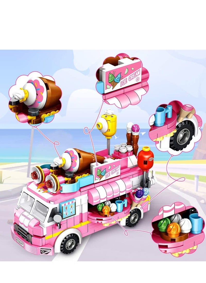 SYOSI - Girls Building Blocks Toys, 553 PCS Ice Cream Trucks Toys for 6 Year Old Kids, 25 Models Food Cars Construction Building Block Kits, Educational Toys Gifts for Age 6 12 + Year Old Kids - Image 1