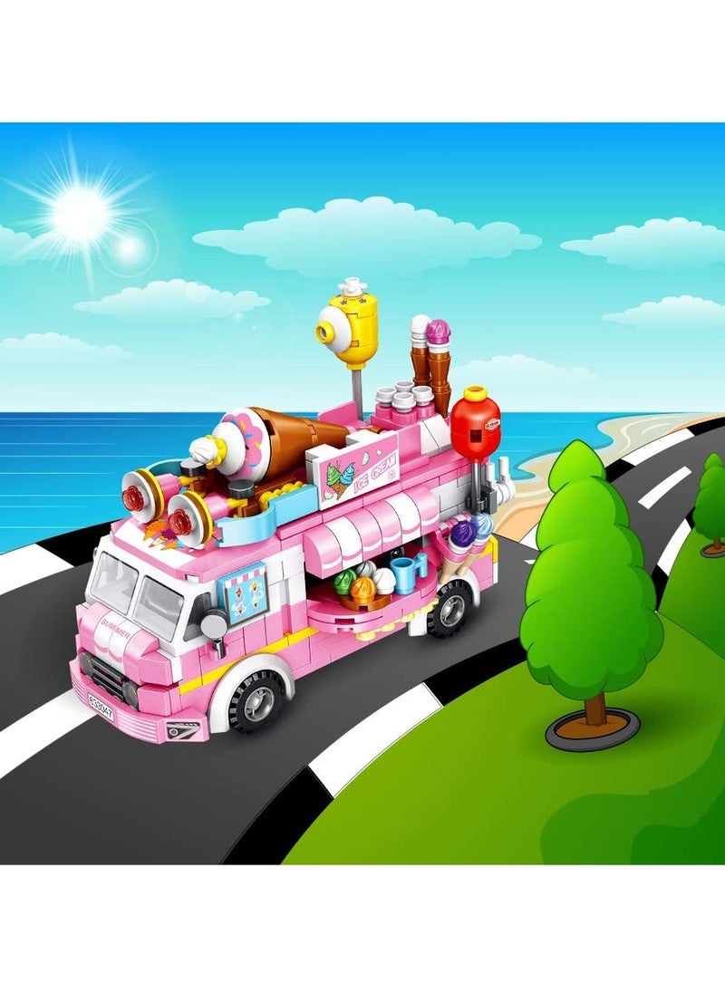 SYOSI - Girls Building Blocks Toys, 553 PCS Ice Cream Trucks Toys for 6 Year Old Kids, 25 Models Food Cars Construction Building Block Kits, Educational Toys Gifts for Age 6 12 + Year Old Kids - Image 1