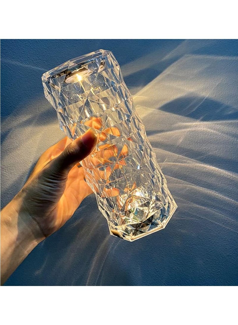 BLOOMING TIME مصباح طاولة LED بتغيير لون 3 ألوان مع تحكم باللمس USB على شكل ماسة كريستالية واضح - Image 1