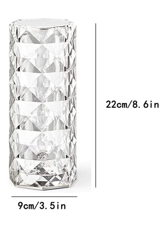 BLOOMING TIME مصباح طاولة LED بتغيير لون 3 ألوان مع تحكم باللمس USB على شكل ماسة كريستالية واضح - Image 4