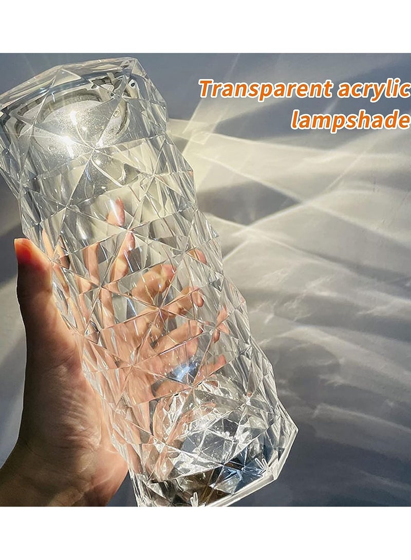 BLOOMING TIME مصباح طاولة LED بتغيير لون 3 ألوان مع تحكم باللمس USB على شكل ماسة كريستالية واضح - Image 5