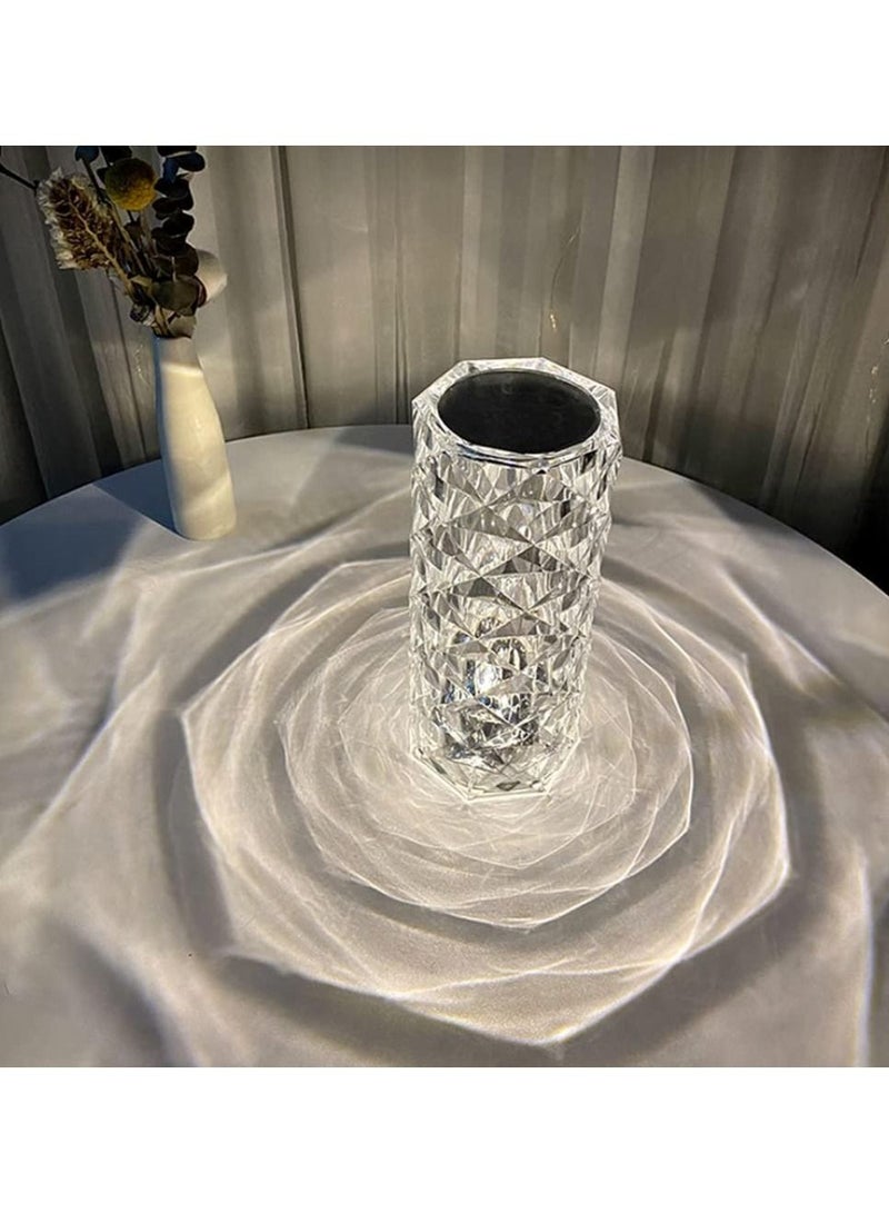 BLOOMING TIME مصباح طاولة LED بتغيير لون 3 ألوان مع تحكم باللمس USB على شكل ماسة كريستالية واضح - Image 2