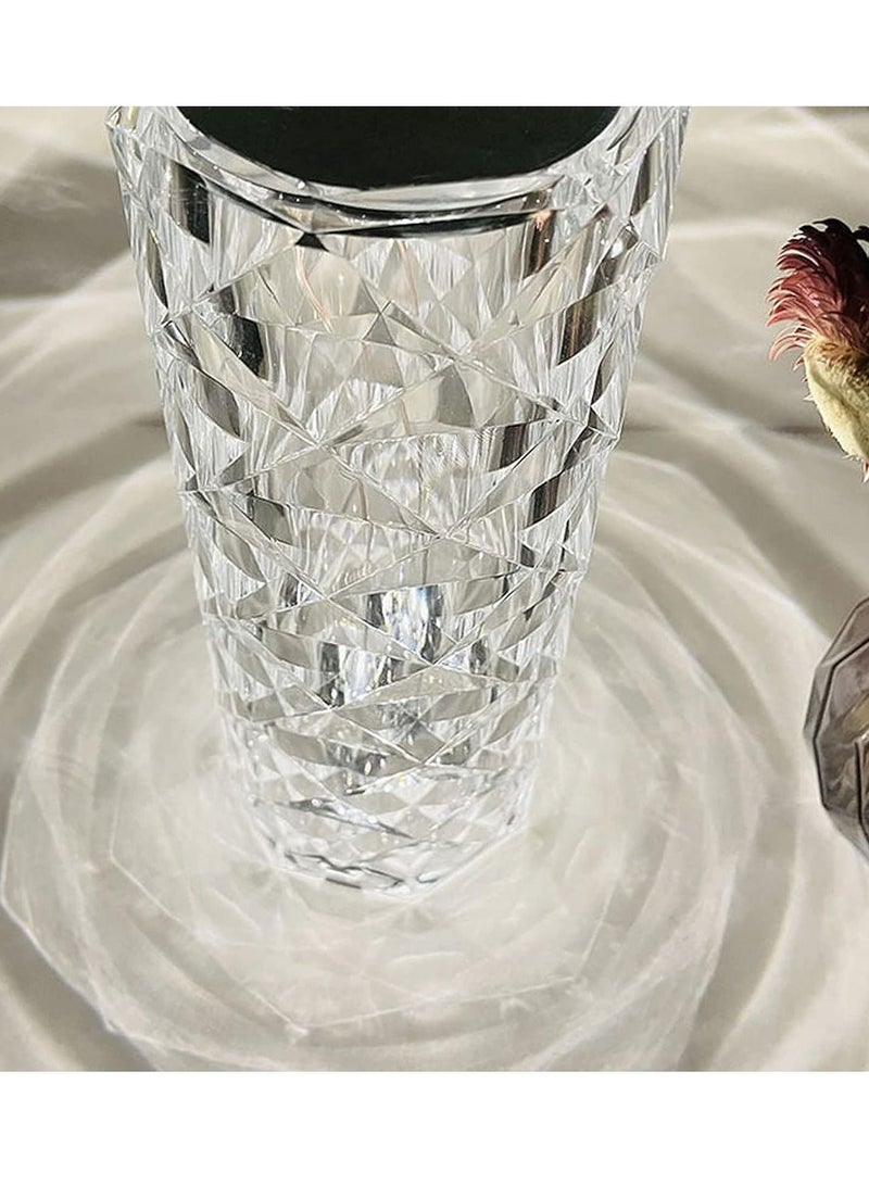 BLOOMING TIME مصباح طاولة LED بتغيير لون 3 ألوان مع تحكم باللمس USB على شكل ماسة كريستالية واضح - Image 3