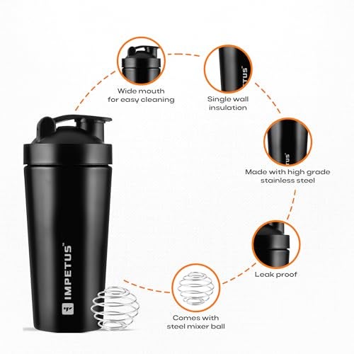 IMPETUS Stainless Steel Protein Shaker for Gym 750ml, Sipper Bottle, Workout Accessories for Men - Image 2