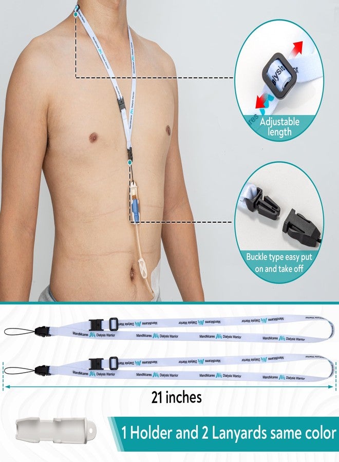 MandMcares Smaller Peritoneal Dialysis Catheter Transfer Set Holder. PD Secure Shower Accessories. 2 Adjustable Neck Lanyards with, Breakaway Feature for Safety. (White) - Image 5