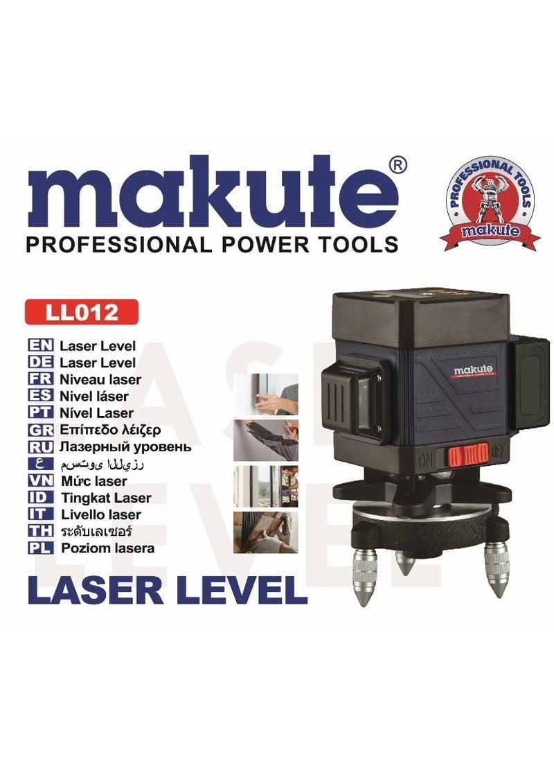 makute 12-line laser Level, wavelength: 532 nm, spot wavelength: 650 nm, working range with detector: 60 m, power: 4800 mAh lithium-ion battery  - Image 2