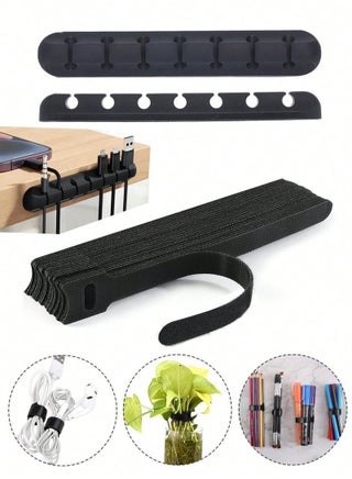 7 Hole Cable Clip Cable Organizer,Cable Management,Cable Holder Clip,Desk Cable Holder,Charging Cord Holder Clip,Nightstand Cable Organizer and Holder,Self Adhesive Cable Management System for USB Cables Power Cords Wires,Car,Office,Home,Charging Accessory Cables,Mouse Cables,Rubber Cable Holder for Home,Personal Dividers,Car,Office Accessories - view 3