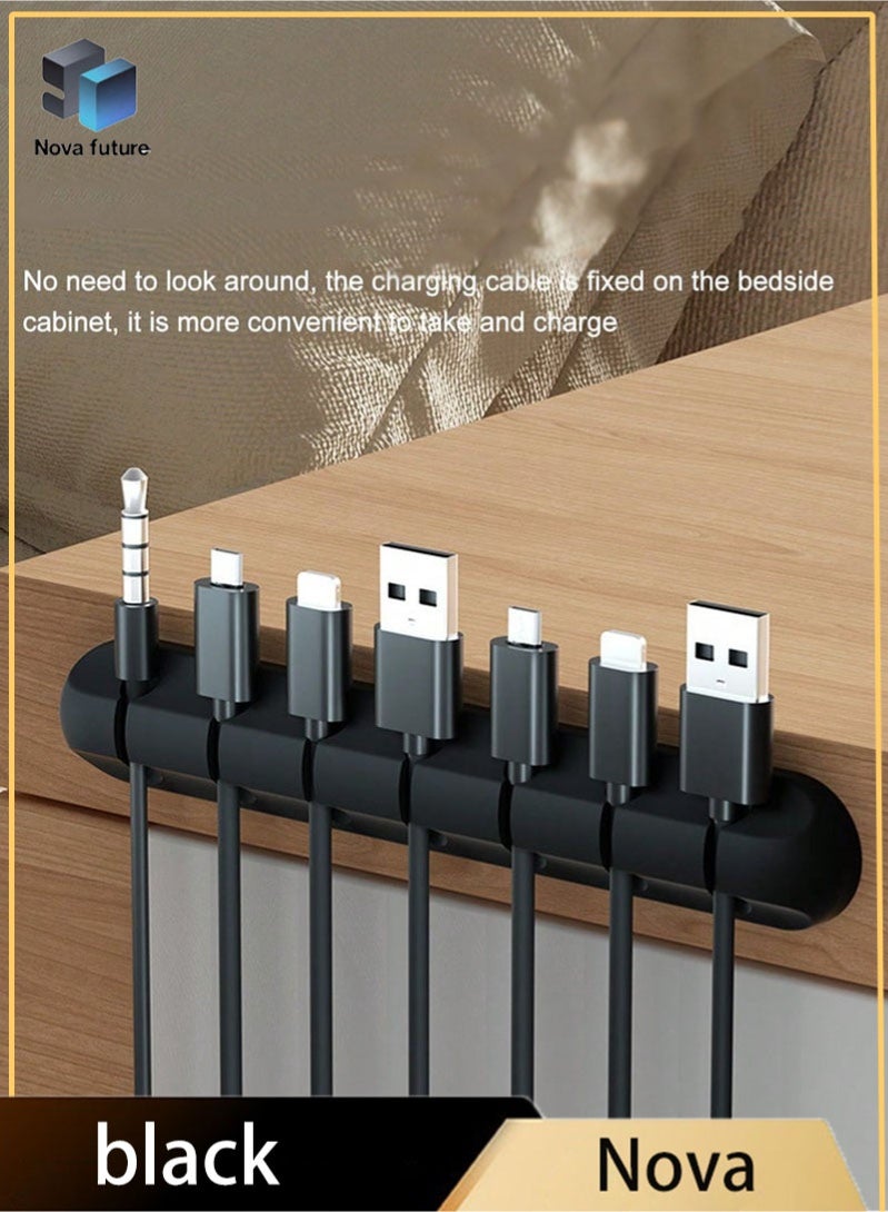 Nova future 7 Hole Cable Clip Cable Organizer,Cable Management,Cable Holder Clip,Desk Cable Holder,Charging Cord Holder Clip,Nightstand Cable Organizer and Holder,Self Adhesive Cable Management System for USB Cables Power Cords Wires,Car,Office,Home,Charging Accessory Cables,Mouse Cables,Rubber Cable Holder for Home,Personal Dividers,Car,Office Accessories - Image 1