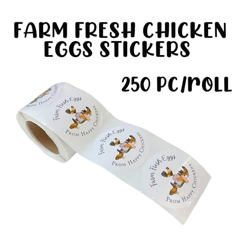 Lashicorn Farm Fresh Eggs from Happy Chickens Stickers | 250 pcs roll | 2” Coop Feeder Egg Handling Instructions Carton to Sell Labels with Collected Date How to Handle Eggs Bulk - Image 2