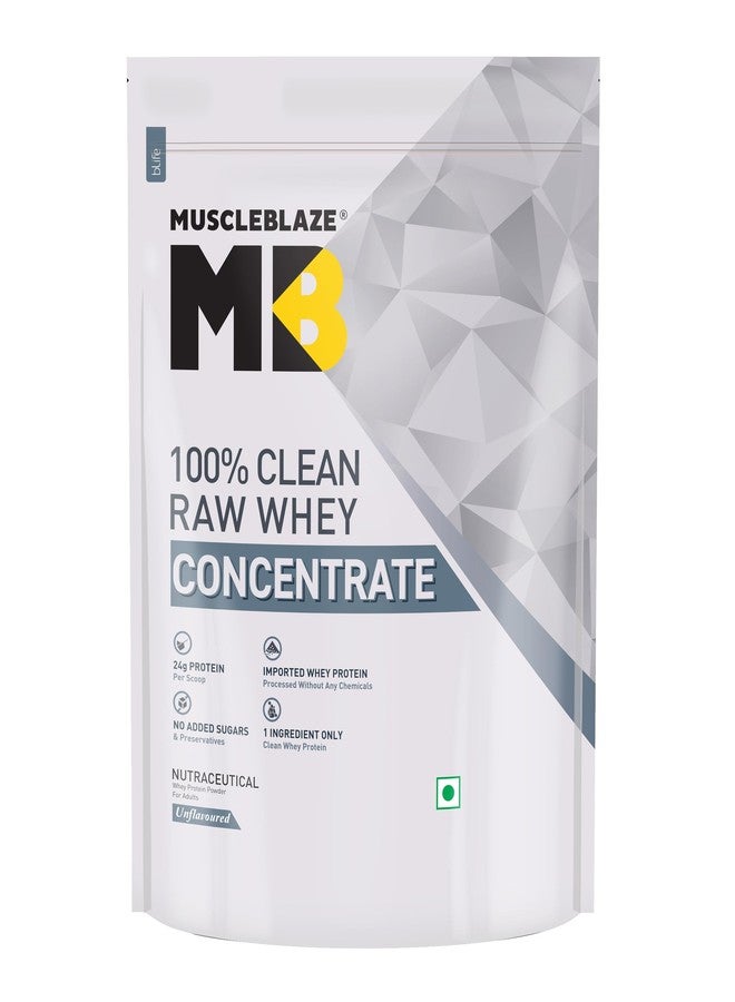 مسل بلايز MuscleBlaze 100% مركز بروتين مصل اللبن الخام النظيف، 1 كجم (2.2 رطل) - Image 1