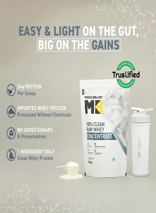 مسل بلايز MuscleBlaze 100% مركز بروتين مصل اللبن الخام النظيف، 1 كجم (2.2 رطل) - Image 2
