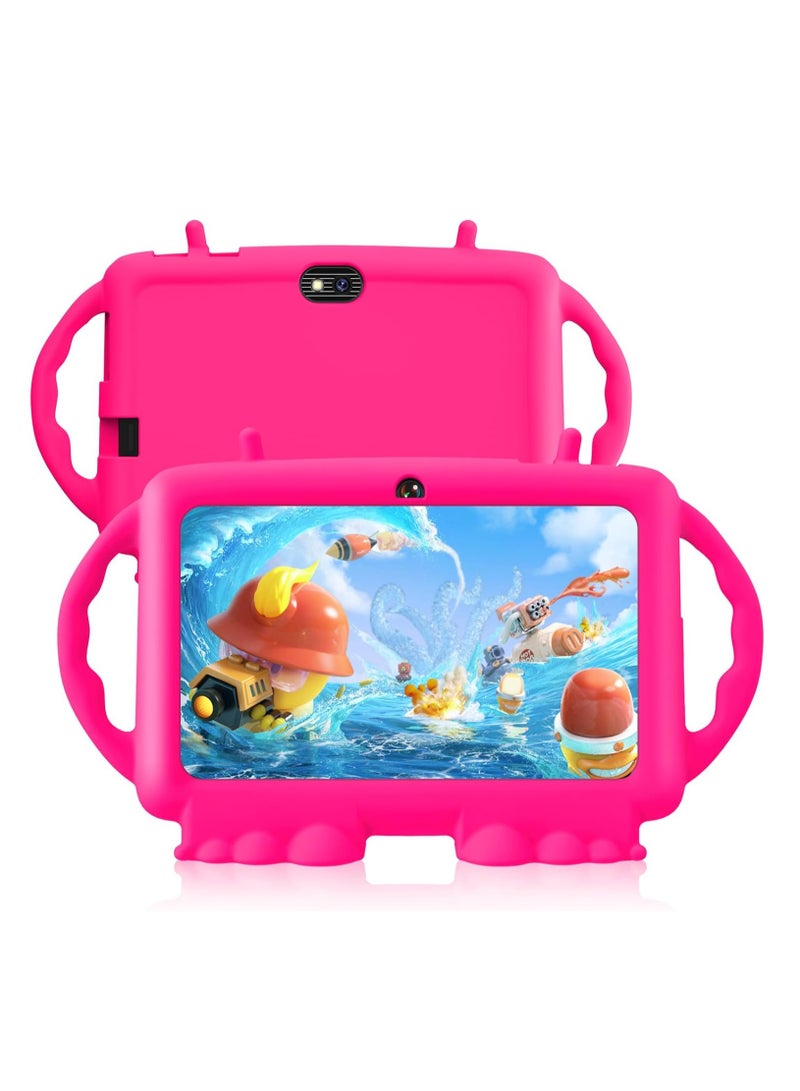 Kids Tablet, 7-inch Android 11 Tablet for Kids, 2GB + 32GB, Toddler Tablet with Bluetooth, WiFi, Parental Control, Dual Camera, GMS, Shockproof Case, Kids App Pre-Installed (Pink) - Image 1