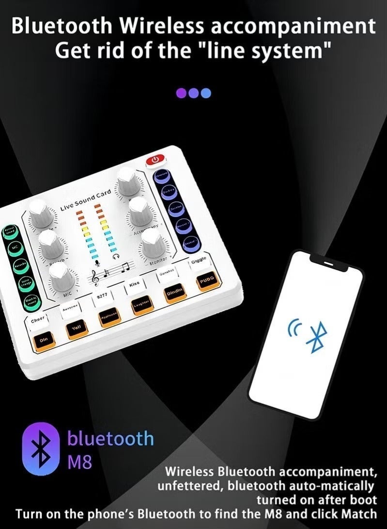 dida-cosmos M8 Live Sound Card DSP Chip Twelve Ambient Sounds Four Kinds Of Sound Changes Live Broadcast DJ Mixer Music Recording Guitars TikTok Facebook YouTube USB Bluetooth - Image 4