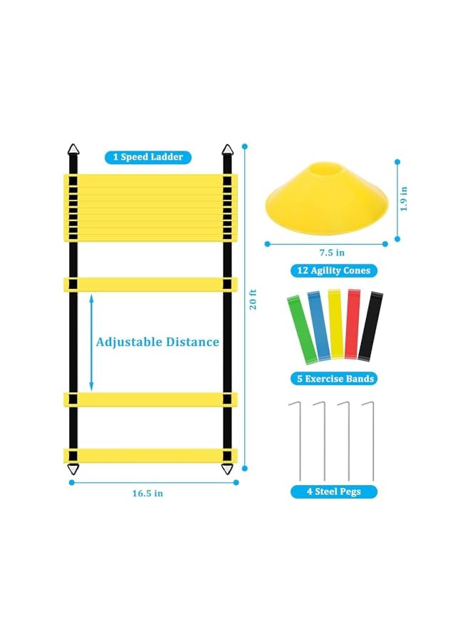 PROMASS 3Clock Agility Ladder Speed Ladder Training Ladder, Adjustable Agility Ladder,Football Ladder, Soccer Ladder Workout, Football Training Kit for Speed Training, Football, Footwork with Carry Bag - Image 3