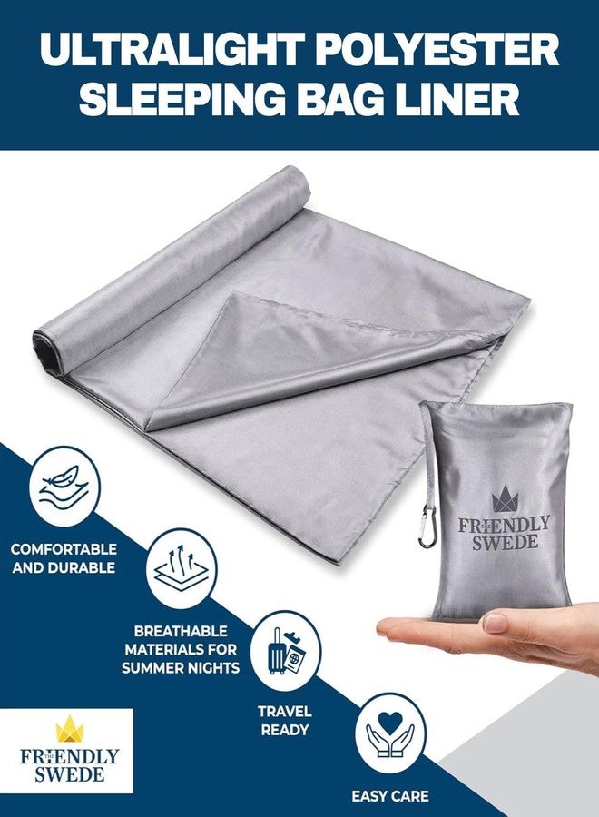 The Friendly Swede Sleeping Bag Liner - Travel and Camping Sheet, Pocket-Size, Ultra Lightweight, Silky Smooth (Grey, Velcro) - Image 2