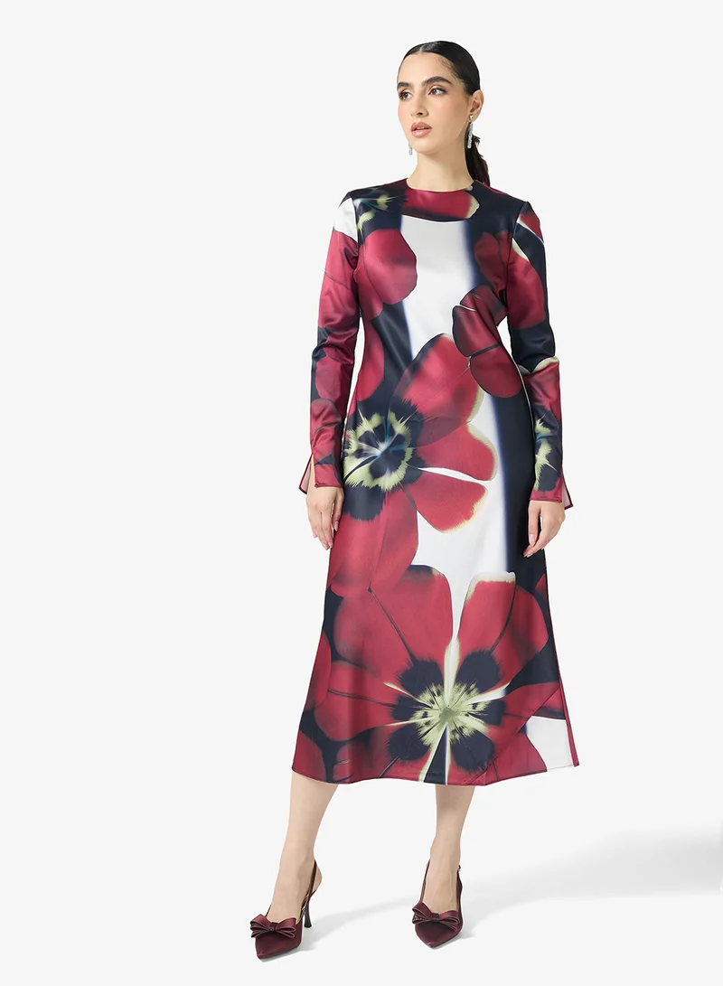 تيد بيكر فستان ميدي بأكمام طويلة مطبوع