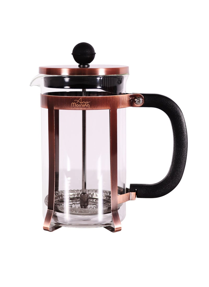 Any Morning French Press Coffee and Tea Maker, 600ml / 20oz / 3 Cups, Triple Stainless Steel Filters, Borosilicate Glass Tea Press, 3 Level Filtration System, Portable, Easy to Clean - FF120  - Image 1