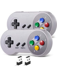 2 Pack 2.4 Ghz Wireless Usb Controller Compatible With Snes Games, Snes Retro Usb Pc Super Classic Controller For Windows Pc Mac Linux Genesis Raspberry Pi Retropie (Multicolored Keys)