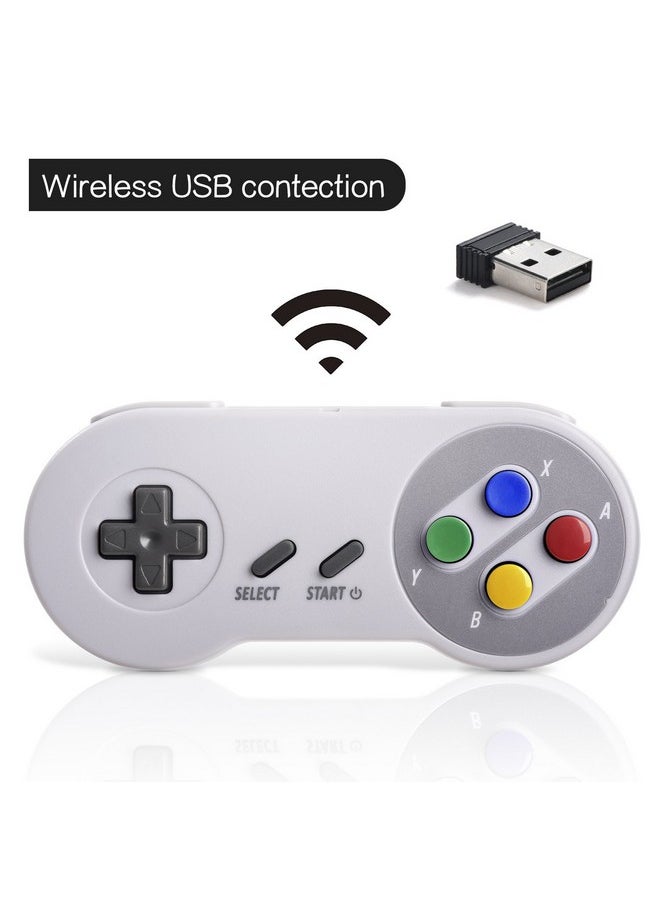 SAFFUN - 2 Pack 2.4 Ghz Wireless Usb Controller Compatible With Snes Games, Snes Retro Usb Pc Super Classic Controller For Windows Pc Mac Linux Genesis Raspberry Pi Retropie (Multicolored Keys) - Image 1