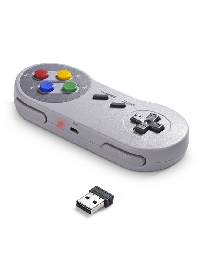 SAFFUN - 2 Pack 2.4 Ghz Wireless Usb Controller Compatible With Snes Games, Snes Retro Usb Pc Super Classic Controller For Windows Pc Mac Linux Genesis Raspberry Pi Retropie (Multicolored Keys) - Image 1