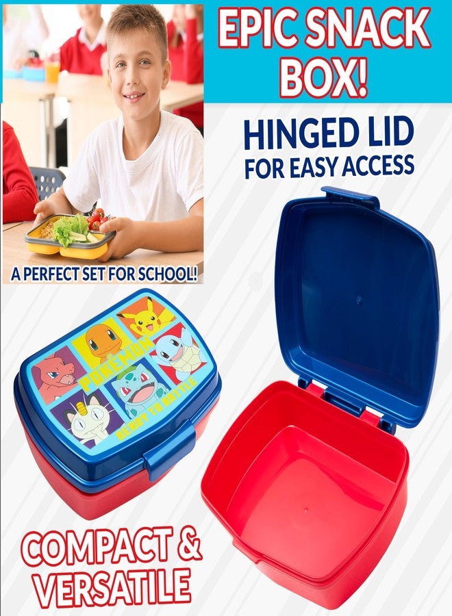 Pokemon Insulated Lunch Bag with Lunch Box Water Bottle Set for Kids 3 Piece School Snack Bag Pikachu Gifts for Kids (Red/Blue) - Image 5